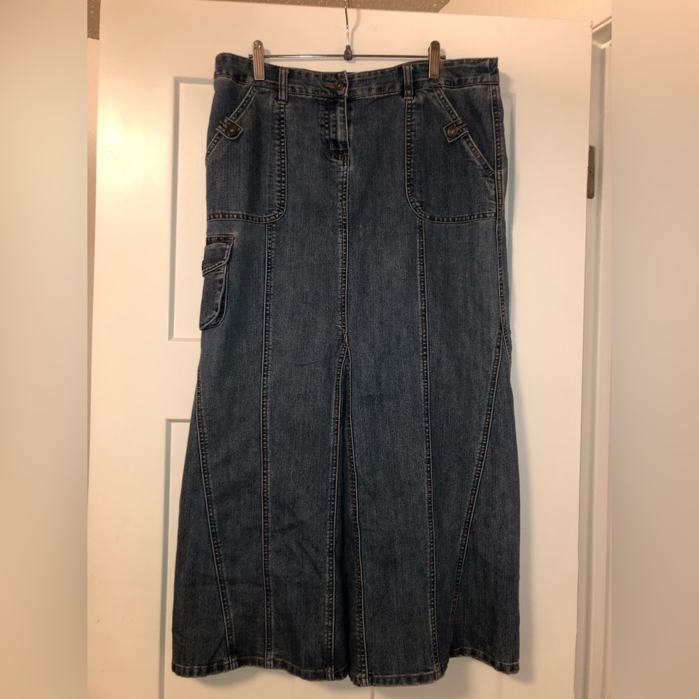 Long denim skirt Y2K skirt